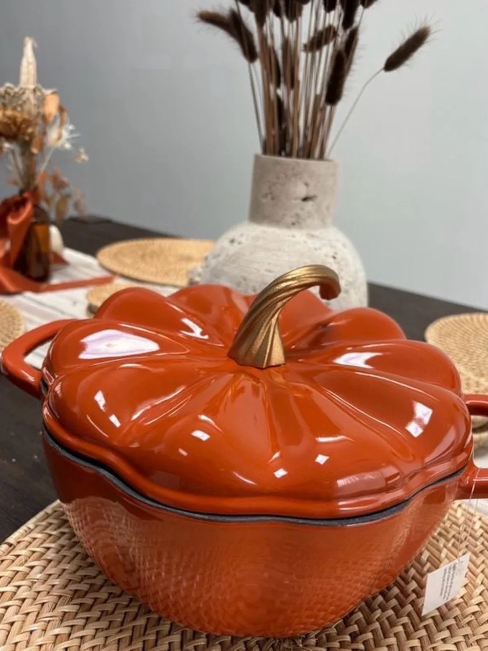 The Pioneer Woman Orange Pumpkin Casserole with Gold Stem